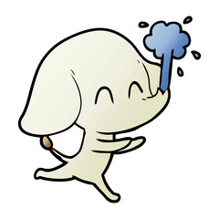 cute cartoon elephant spouting water