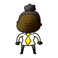 cartoon happy old woman