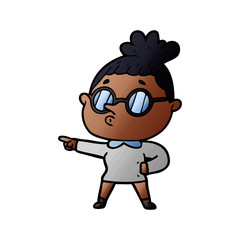 cartoon woman wearing glasses