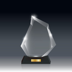 Realistic Blank Vector Acrylic Glass Trophy Award dark gray bg_67