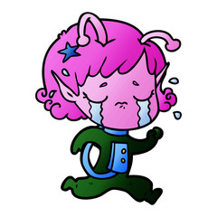 Fototapeta premium cartoon crying alien girl