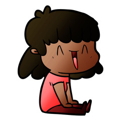 cartoon happy girl