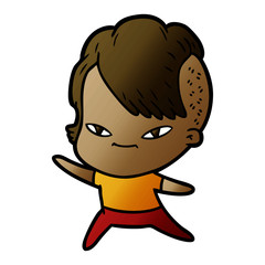 cute cartoon girl with hipster haircut
