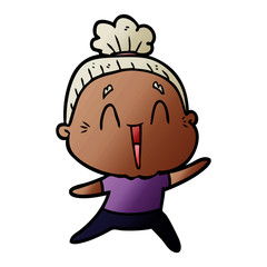 cartoon happy old lady
