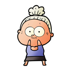 cartoon happy old woman