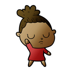 cartoon calm woman
