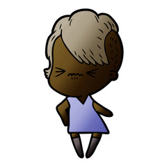 cartoon annoyed hipster girl