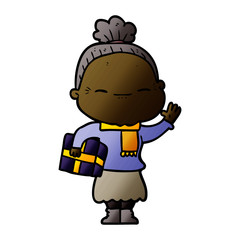 cartoon peaceful old woman