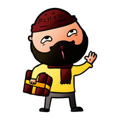 cartoon happy bearded man