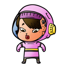cartoon astronaut woman