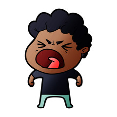 cartoon furious man