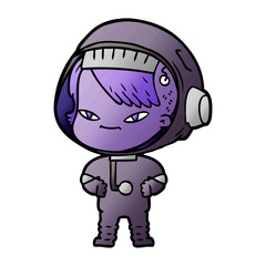 cartoon astronaut woman