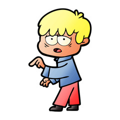 cartoon exhausted boy