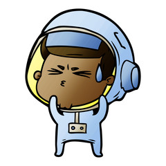 cartoon stressed astronaut