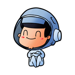 happy cartoon astronaut