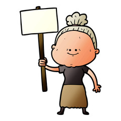 cartoon happy old woman