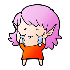 cartoon crying elf girl