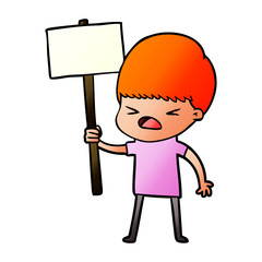 cartoon stressed man