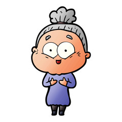 cartoon happy old woman