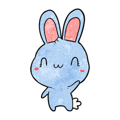 cute cartoon rabbit waving