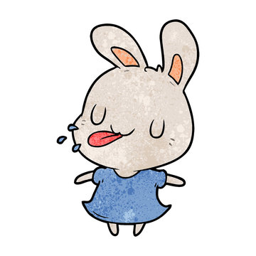 cute cartoon rabbit blowing raspberry