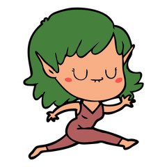 Obraz premium happy cartoon elf girl running