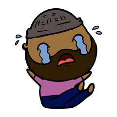 Obraz premium cartoon bearded man crying
