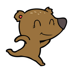 friendly bear running cartoon
