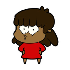 Fototapeta premium cartoon whistling girl