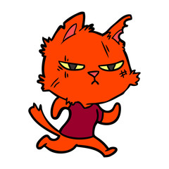 tough cartoon cat running