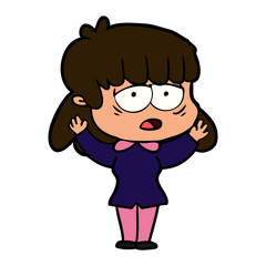 cartoon tired woman