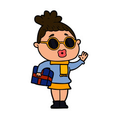 cartoon woman wearing sunglasses