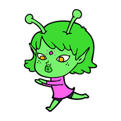 pretty cartoon alien girl