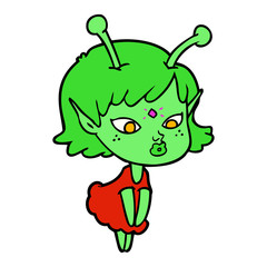 pretty cartoon alien girl