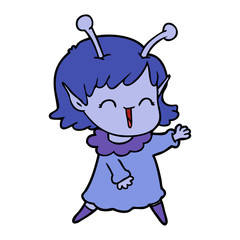 cartoon alien girl laughing
