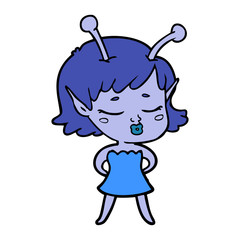 cute alien girl cartoon