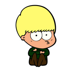 nervous cartoon boy