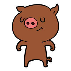 happy cartoon pig