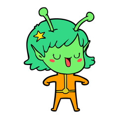 happy alien girl cartoon