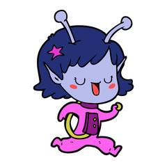 happy alien girl cartoon