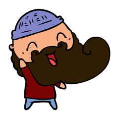 happy man with beard and winter hat