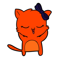 cartoon cat with bow on head