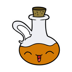 cartoon happy bottle of olive oil