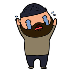 cartoon bearded man crying