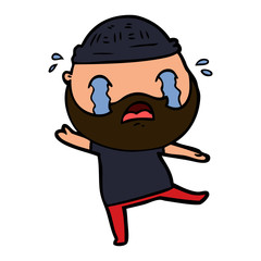 cartoon bearded man crying