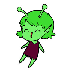 cartoon alien girl laughing