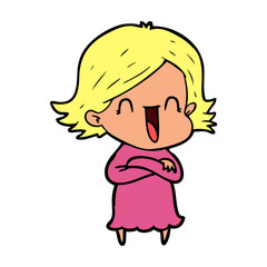 cartoon happy woman