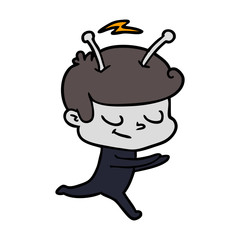 friendly cartoon spaceman running