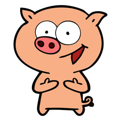 cheerful pig cartoon