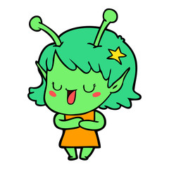 happy alien girl cartoon